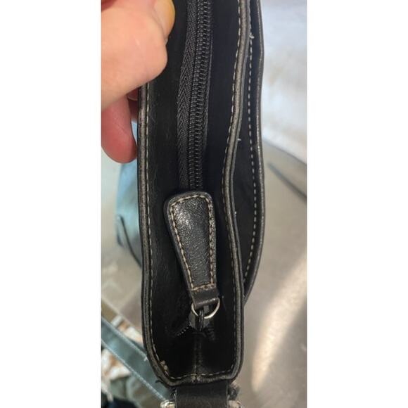Nine West Leather Small Black Shoulder Purse Crossbody Silver Hardware Bag - Picture 4 of 11